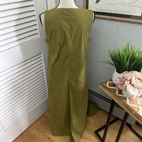 FOIL Womens Dress 8 Green Maxi 1/2 Zip Lagenlook Minimalist Bohemian Summer - Picture 4 of 11